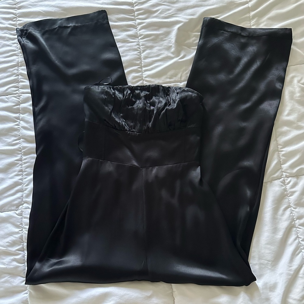 Zara Black Slip Strapless Jumpsuit